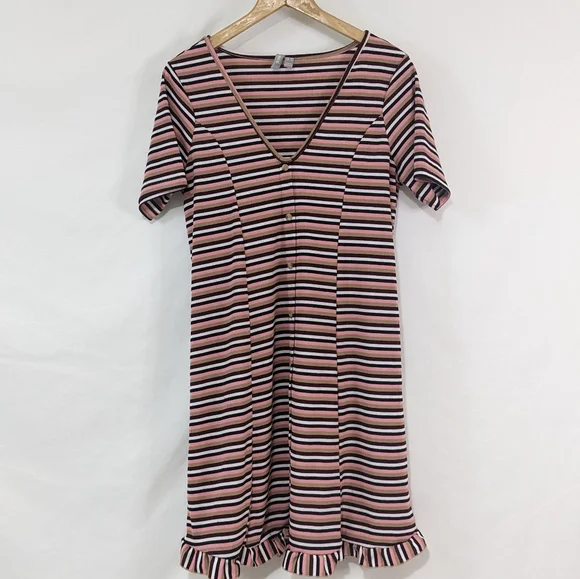 ASOS Ribbed Ruffle Hem Mini Dress - Picture 4 of 10